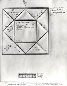 Ms.Fr.12293 fol.49 Horoscope of Petrarch (1304-74) av Galileo, fra en samling horoskoper av figurer fra 1300- til 1600-tallet av French School