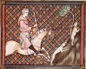 Ms 1044 fol.76 Hunting Hares, fra Ovide Moralise skrevet av Chretien Legouais av French School