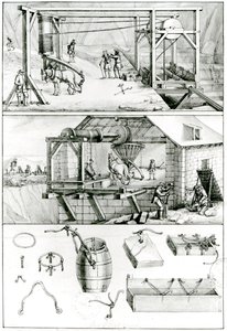 Ms 1064 fol.8 A Slate Quarry, fra Descriptions des Arts et Metiers av French School