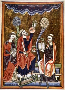Ms 1186 f.1, The Astronomer, the Clerk and the Computist, faksimile av en miniatyr hentet fra Salmenes bok (Psalter) av St. Louis og Blanche de Castile av French School