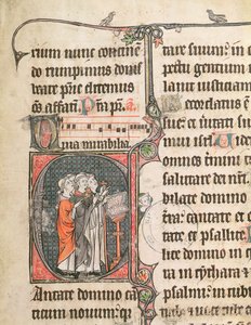 Ms 124 fol.98 Munker synger, fra en Psalter av French School