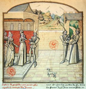 Ms 1560 Griseldis og hennes ektemann Marquis de Saluces, illustrasjon fra 