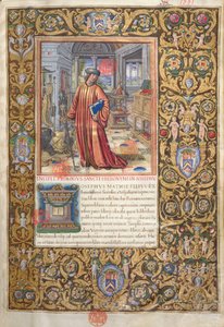 Fru 1581 f. 001 Flavius Josephus i sin studie, illustrasjon til Prolog of the Antiquities of the Jews (Antiquitates Judaicae) av Flavius Josephus, ca. 1503 av French School