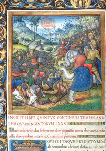 Fru 1581 f. 154 Illustrasjon fra bok VIII (Fra Davids død til Akabs død), kapittel 1 av jødenes antikviteter (Antiquitates Judaicae) av Flavius Josephus - Hvordan Salomo, da han av French School