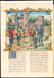 Ms 18 f.32v Conflans-traktaten mellom Ludvig XI og Karl den dristige, hertugen av Burgund, oktober 1465, fra memoarene til Philippe av Commines (1445-1509) av French School