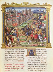 Ms 18 fol.36r Krig mellom Karl den dristige, hertugen av Burgund og Liege i 1467-68, fra memoarene til Philippe av Commines (1445-1509) av French School