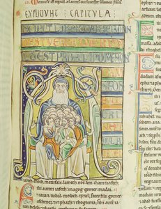 Ms 1 f.256 Historikert brev A som viser generasjoner i Abrahams bryst, fra Souvigny-bibelen av French School