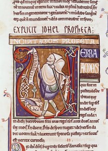 Ms 1 fol.194v Historikert initial V som viser Amos, fra Souvigny-bibelen