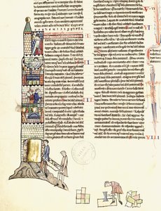 Ms 21 f.167v Konstruksjon av et tårn av French School