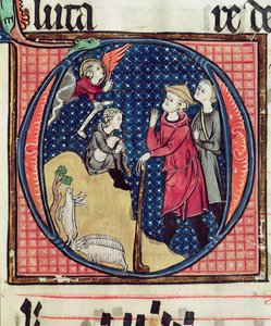 Ms 240 fol.16 Annunciation to the Shepherds, fra en antifonal, 1257 av French School