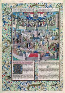 Ms 246 fol.3v Vices and Virtues on Earth, fra De Civitate Dei av St. Augustine of Hippo (354-430) av French School
