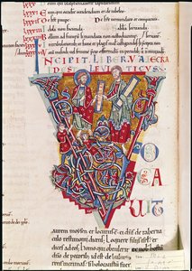 Ms 2 fol.41v Historiert innledning V som viser en scene fra Tredje Mosebok, fra St. Benigne-bibelen