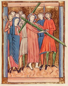 Ms 3016 fol.16 Kristus bærer korset, fra Psautier a l