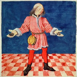 Frk. 3066 fol. 64v Terningkasteren, fra Le Livre des echecs moralises, av Jacques de Cessoles av French School