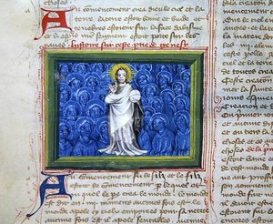 Ms 313 Gud omgitt av engler, fra Bible des Grands Augustins av French School