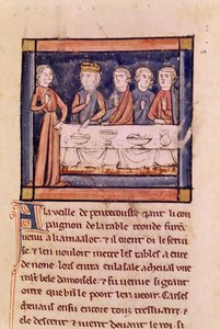 Ms 3347 fol.214 På pinseaften..., fra Livre de Sir Lancelot du Lac av French School