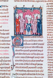 Ms 372 fol.158v Enthronement of a Bishop, fra Decrets de Gratien av French School