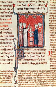 Ms 372 fol.161 En dåpsscene, fra Decrets de Gratien av French School