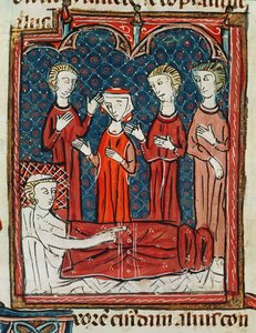 Ms 372 fol.165v A Man in his Sickbed, fra Decrets de Gratien av French School