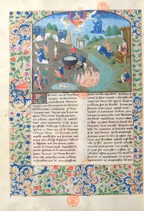 Ms 3878 Scener med kamp, drap og helvete fra De Casibus Virorum Illustrium av Giovanni Boccacci (1313-75) av French School