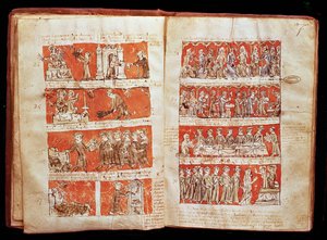 Ms 408 Scener fra livet til studentene i College of The Blessed Virgin i Paris, fra vedtektene til College of Hubant, 1387 av French School