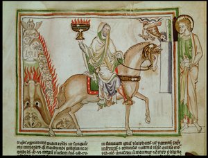 Ms 422 fol.22r Åpningen av det fjerde seglet: Death Riding the Pale Horse av French School