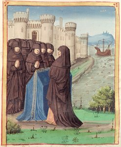 Ms 493 fol.142 Didos Funeral, fra Aeneiden av Virgil med kommentar av Servius, 1469 av French School
