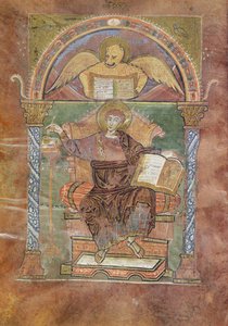 Ms 4 fol.66v St. Markus, fra Evangeliet til St. Riquier, ca. 800 av French School