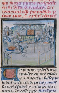 Ms 5190 f.88 A Tournament in London: Jousting, fra Froissarts Chronicles av French School