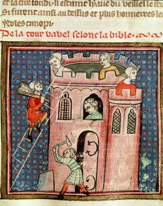 Ms 59 fol.17r The Construction of the Tower of Babel, from Bible Historiale av Guiart des Moulins