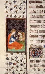 Ms 62, f.205v: Virgin and Child, detalj fra en fransk timebok, ca. 1445-50 (vellum) av French School