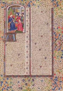 Ms 927 Fol.186 Presentasjon av politikken til kongen, fra etikk, politikk og økonomi av Aristoteles (384-322 f.Kr.) av French School