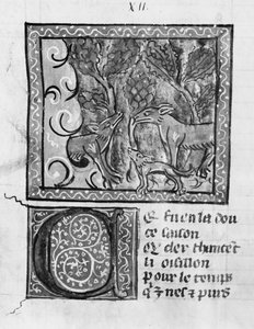 Fr 1580 Reven, ulven og hunden, fra Le Roman de Renart av French School