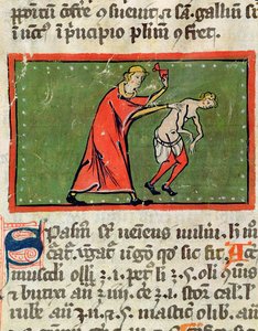 Ms H 89 Lege som behandler en pasientrygg, fra en utgave av Book of Surgery av Rogier de Salerne av French School