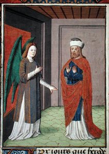Ms Hunter 368 f.17v Angel, ca. 1460 (vellum) av French School