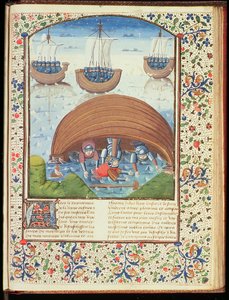 Ms Hunter 371 f.147r Fate of Seleucus, fra The Fall of Princes, av Giovanni Boccaccio (1313-75) 1467 av French School