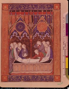 Ms Lat 10525 Fol.28 The Burial of Jacob in Canaan, from the Psalter of St. Louis, c.1258-70 av French School