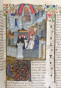 Ms Lat 592 f.127 Jerusalem og Babylon, fra La Cite de Dieu av St. Augustine av French School