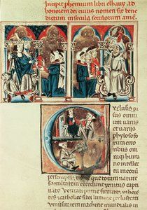 Ms Lat. 6912 fol.1v En jødisk lærd presenterer en oversettelse av en arabisk avhandling til Philippe dAnjou av French School