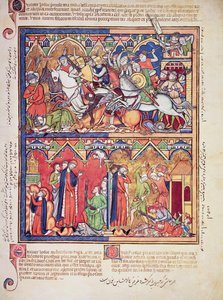 Ms M 638 fol.10r Joshua, fra Morgan Picture Bible, ca. 1244-54 av French School