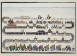 Muharram-seremoni, Faizabad, 1772 fra The Gentil Album, utgitt i 1774 av French School