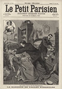 Drap på den eldre Baronne de Valley i hennes hjem på Rue de Penthievre, Paris (gravering) av French School