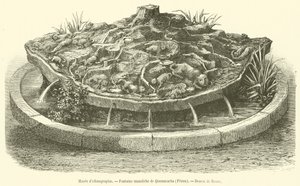 Etnografisk museum, Quonncacha Monolith Fountain, Peru (gravering) av French School