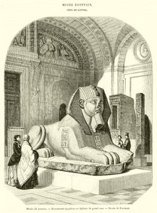 Louvre-museet, egyptiske monumenter, rosa granitt-sfinks (gravering) av French School