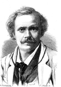 NADAR (Gaspard Felix TOURNACHON) (1820-1910), fransk forfatter, tegneserieskaper, flyfart og fotograf. Gravering 1867 av French School