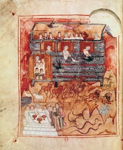 N.A.L 2334 fol.10v Noahs Ark, fra De Tours Pentateuch av French School