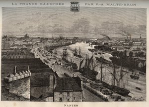Nantes - Loire-Atlantique - gravering i "La France illustrée: geografi, historie, statistisk administrasjon" av VA Malt-Brown. 1884 av French School