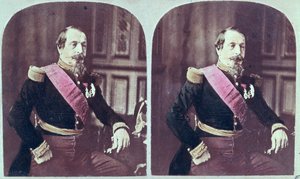Napoleon III (1808-73), ca. 1860, farget stereoskopisk fotografi tatt mellom 1860 og 1870 av French School
