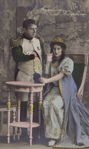 Napoleon og Josephine (fargelitografi) av French School