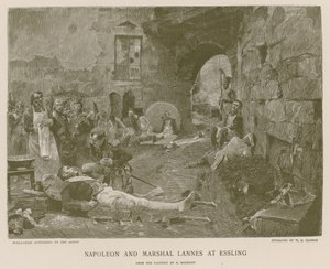 Napoleon og marskalk Lannes ved Essling av French School